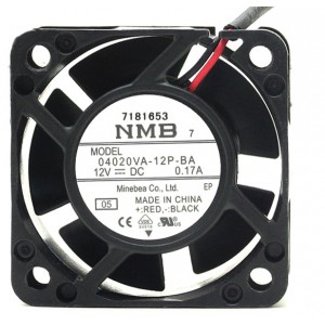 NMB 04020VA-12P-BA 12V 0.17A 2wires Cooling Fan 