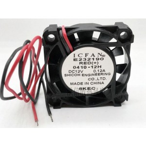 ICFAN 0410-12H E232190 12V 0.12A 2wires Cooling Fan 