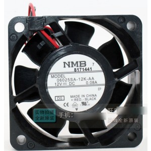 NMB 06025SA-12K-AA 12V 0.08A 2wires Cooling Fan