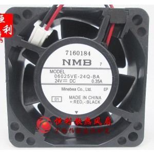 NMB 06025VE-24Q-BA 24V 0.35A 2wires Cooling Fan