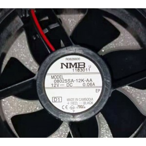 NMB 08025SA-12K-AA 12V 0.06A 2wires Cooling Fan