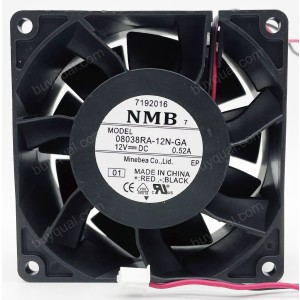 NMB 08038RA-12N-GA 12V 0.52A 2wires Cooling Fan - New