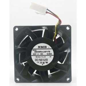 NMB 08038RA-24P-FB 24V 0.50A 3wires Cooling Fan