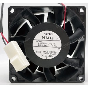 NMB 08038RA-24Q-FA 24V 0.8A 2wires Cooling Fan
