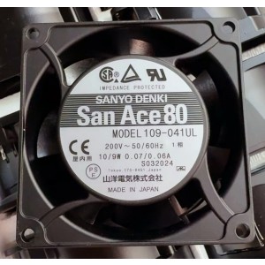 Sanyo 109-041UL 200V 10W/9W 0.07A/0.06A 2wires Cooling Fan