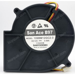 Sanyo 109BM12GC2-3 12V 0.68A 3wires Cooling Fan
