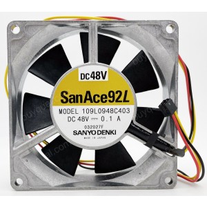 Sanyo 109L0948C4D03 48V 0.1A 3wires Cooling Fan - New