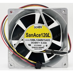 Sanyo 109L1248V1A03 48V 0.33A 4wires Cooling Fan - Used /Refurbished
