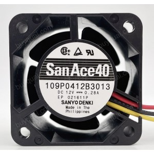 Sanyo 109P0412B3013 12V 0.28A 3wires Cooling Fan