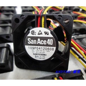 Sanyo 109P0412D608 12V 0.18A 3wires Cooling Fan 
