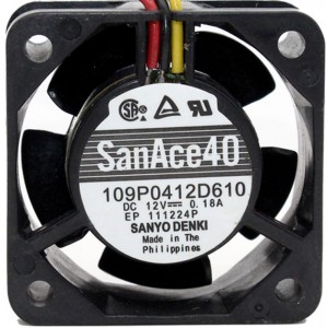 SANYO 109P0412D610 12V 0.18A 3wires Cooling Fan