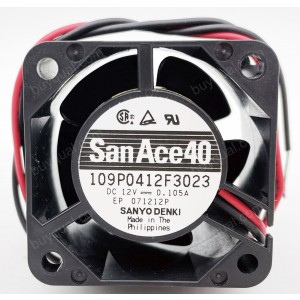 Sanyo 109P0412F302 109P0412F3023 12V 0.105A 2wires Cooling Fan