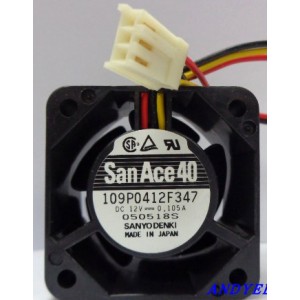 Sanyo 109P0412F347 12V 0.105A 3wires Cooling Fan