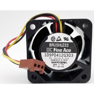 SANYO 109P0412G303 12V 0.31A 3wires Cooling Fan