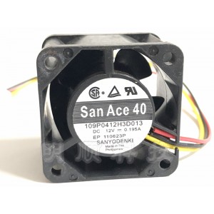 SANYO 109P0412H3D013 12V 0.195A 3wires Cooling Fan