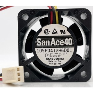 SANYO 109P0412H6D01 12V 0.11A 3wires Cooling Fan 