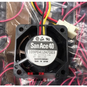 Sanyo 109P0412H7D03 12V 0.13A 3wires Cooling Fan
