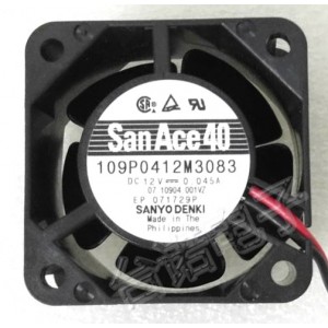 SANYO 109P0412M3083 12V 0.045A 2wires Cooling Fan 