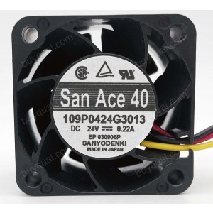 SANYO 109P0424G3013 24V 0.22A 3wires Cooling Fan