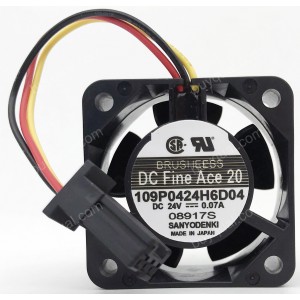 Sanyo 109P0424H6D04 24V 0.07A 3wires A90L-0001-0385/A Cooling Fan