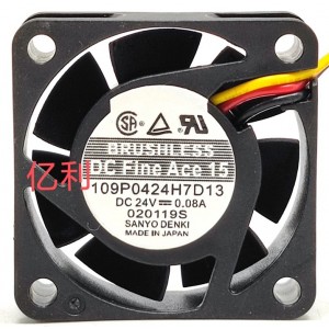 Sanyo 109P0424H7D13 24V 0.08A 3wires Cooling Fan