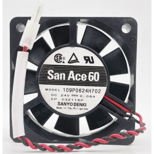 Sanyo 109P0624H702 24V 0.06A 2wires Cooling Fan