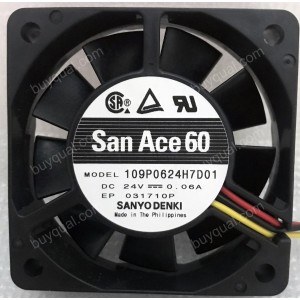 Sanyo 109P0624H7D01 24V 0.06A 3wires Cooling Fan