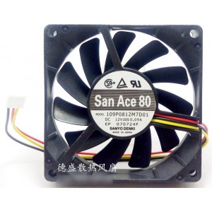 SANYO 109P0812M7D01 12V 0.09A 3wires Cooling Fan