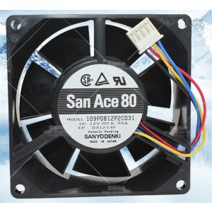 SANYO 109P0812P2C031 12V 0.55A 4wires cooling fan
