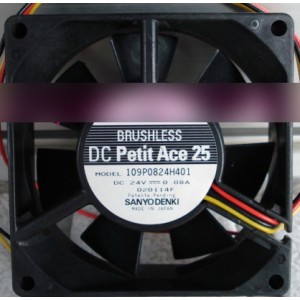 Sanyo 109P0824H401 24V 0.08A 3wires Cooling Fan