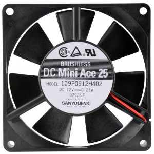 Sanyo 109P0912H402 12V 0.21A 2.52W 3wires Cooling Fan