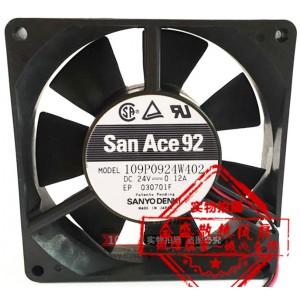 SANYO 109P0924W402 24V 0.12A 2wires Cooling Fan