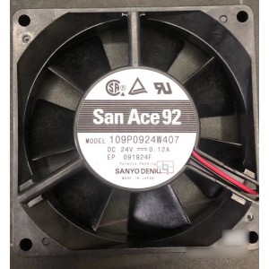SANYO 109P0924W407 24V 0.12A 2wires Cooling Fan 