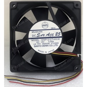 SANYO 109P1212T4H141 12V 0.55A 4wires cooling fan