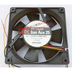 SANYO 109P1248F401 48V 0.09A 3wires Cooling Fan