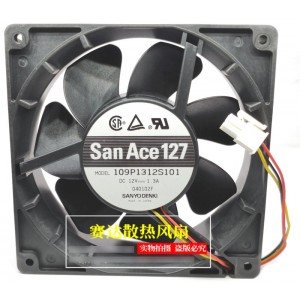 Sanyo 109P1312S101 12V 1.3A 15.6W 3wires Cooling Fan