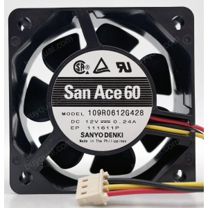 Sanyo 109R0612G428 12V 0.24A 3wires Cooling Fan 