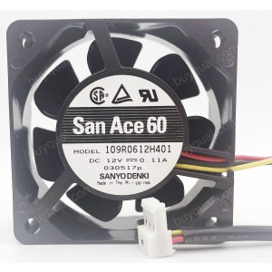 Sanyo 109R0612H401 12V 0.11A 3wires Cooling Fan - Original New
