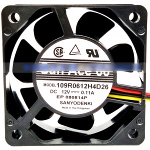 Sanyo 109R0612H4D26 12V 0.11A 3wires Cooling Fan