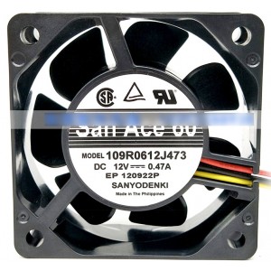 Sanyo 109R0612J473 12V 0.47A 3wires Cooling Fan