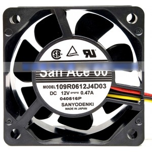 Sanyo 109R0612J4D03 12V 0.47A 3wires Cooling Fan