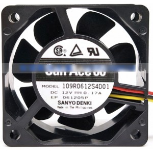 Sanyo 109R0612S4D01 12V 0.17A 3wires Cooling Fan