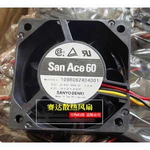 SANYO 109R0624D4D01 24V 0.12A 3wires Cooling Fan 