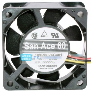 Sanyo 109R0624G401 24V 0.13A 3wires Cooling Fan 