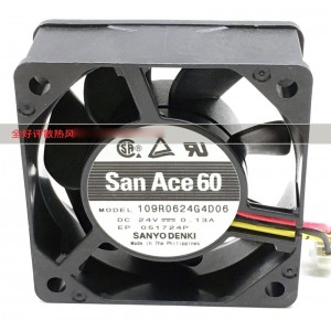 SANYO 109R0624G4D06 24V 0.13A 3wires Cooling Fan 