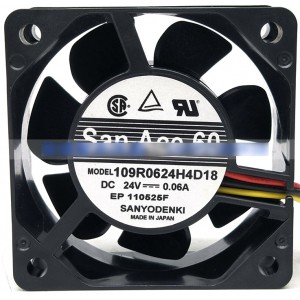 Sanyo 109R0624H4D18 24V 0.06A 3wires Cooling Fan