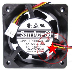 SANYO 109R0624S401 24V 0.08A 3wires Cooling Fan
