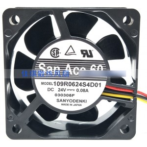 Sanyo 109R0624S4D01 24V 0.08A 3wires Cooling Fan