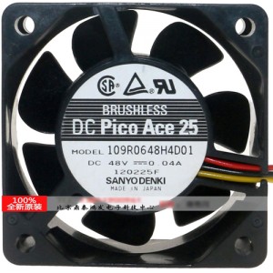 SANYO 109R0648H4D01 48V 0.04A 3wires Cooling Fan