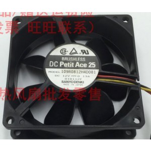 SANYO 109R0812H4D081 12V 0.13A 3wires Cooling Fan